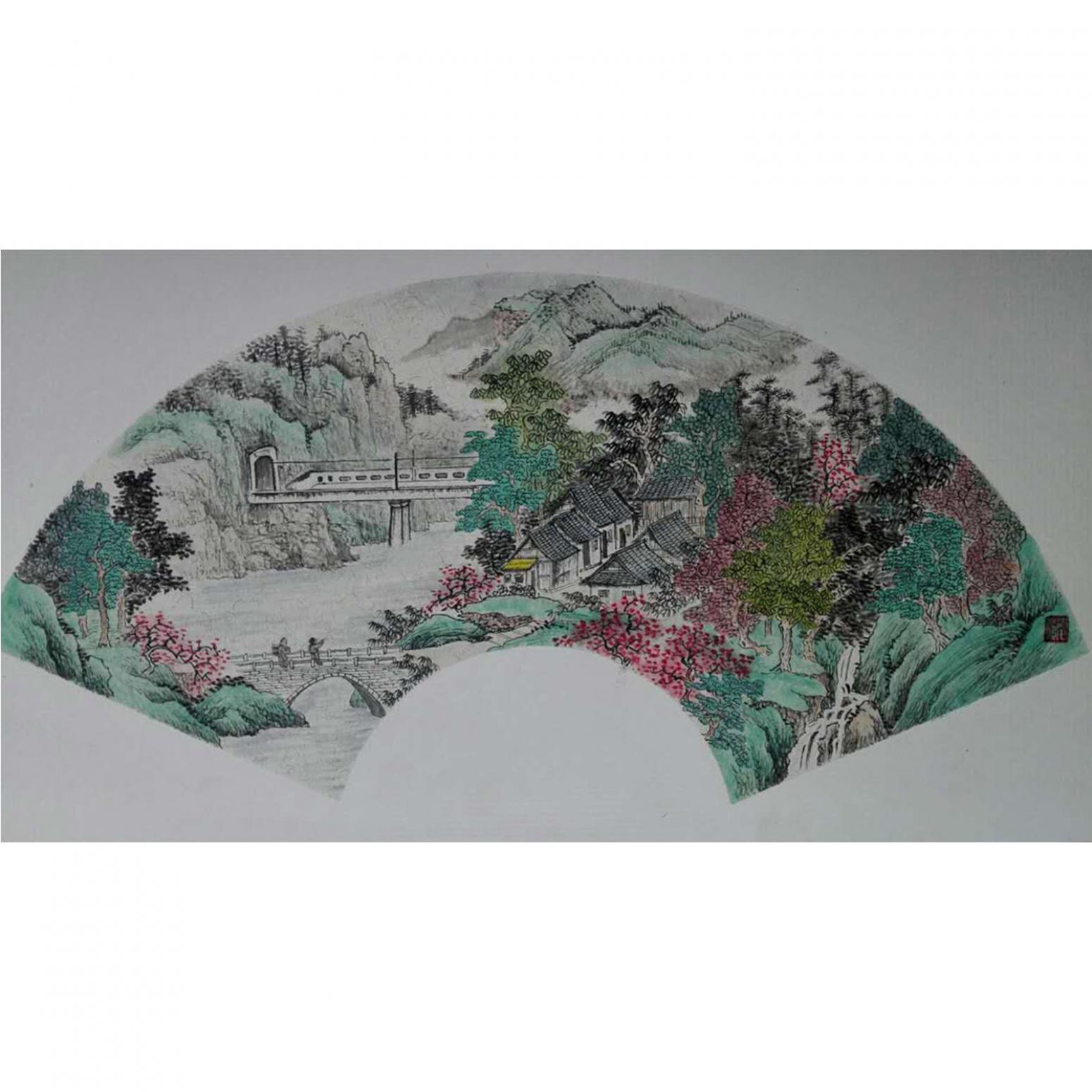 陈奇培国画作品《【扇面】作者陈奇培 临摹》