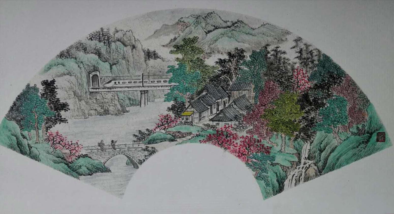 陈奇培国画作品《【扇面】作者陈奇培 临摹》【图0】