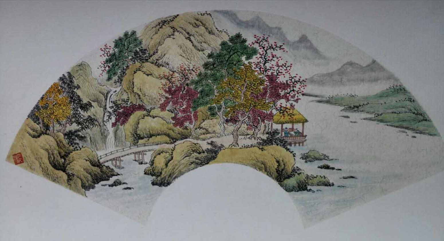 陈奇培国画作品《【扇面】作者陈奇培 临摹》【图0】