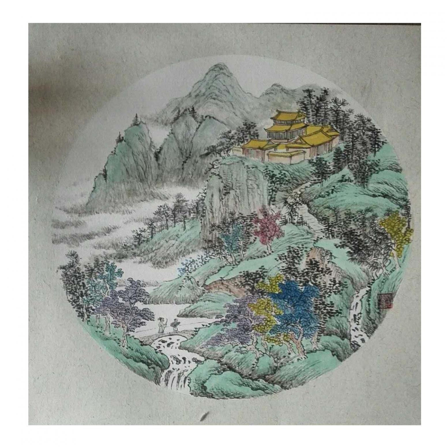 陈奇培国画作品《【圆形软卡】作者陈奇培 临摹》