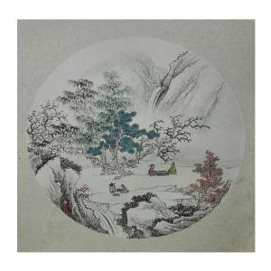 艺术品图片：艺术家陈奇培国画作品名称《【圆形软卡】作者陈奇培 临摹》价格672.00 元