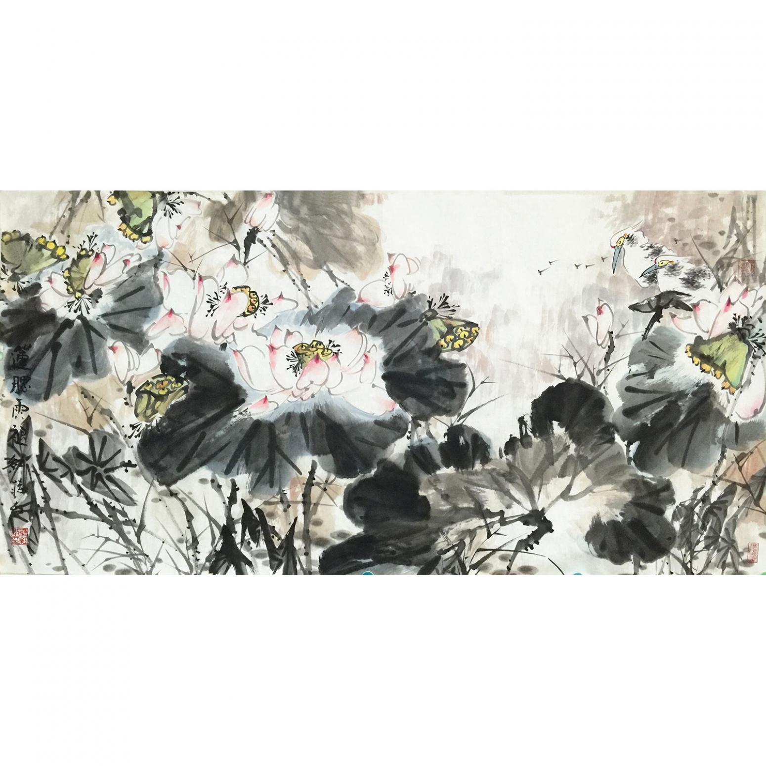 蒋红国画作品《【荷塘小景】作者蒋红》