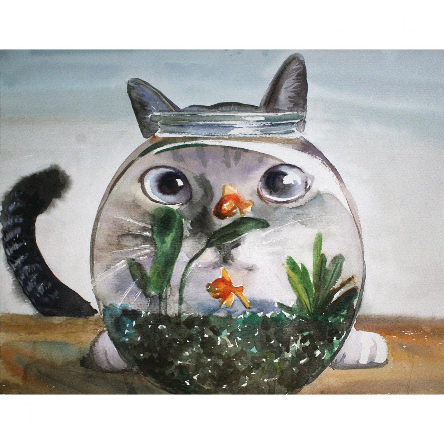 杨阳国画作品《【喵惦记】作者杨阳》