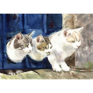 艺术品图片：艺术家杨阳国画作品名称《【喵观望】作者杨阳》价格960.00 元