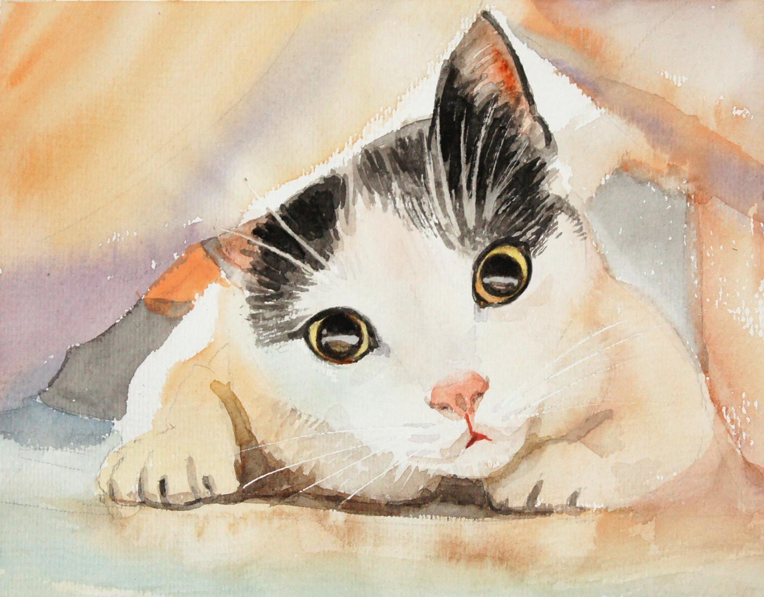 杨阳国画作品《【喵好奇】作者杨阳》【图0】