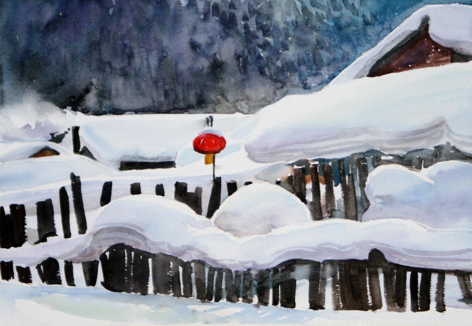 杨阳国画作品《【雪乡一角】作者杨阳》【图0】