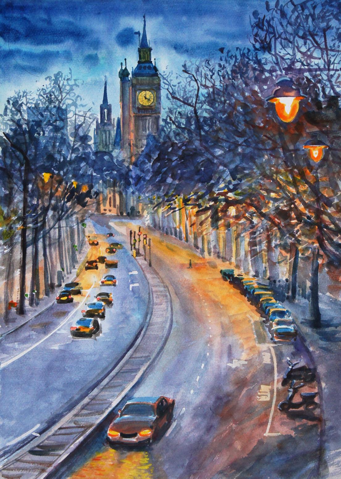 杨阳国画作品《【Big Ben】作者杨阳》【图0】