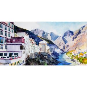 艺术品图片：艺术家杨阳国画作品名称《【丹巴山景】作者杨阳》价格1920.00 元