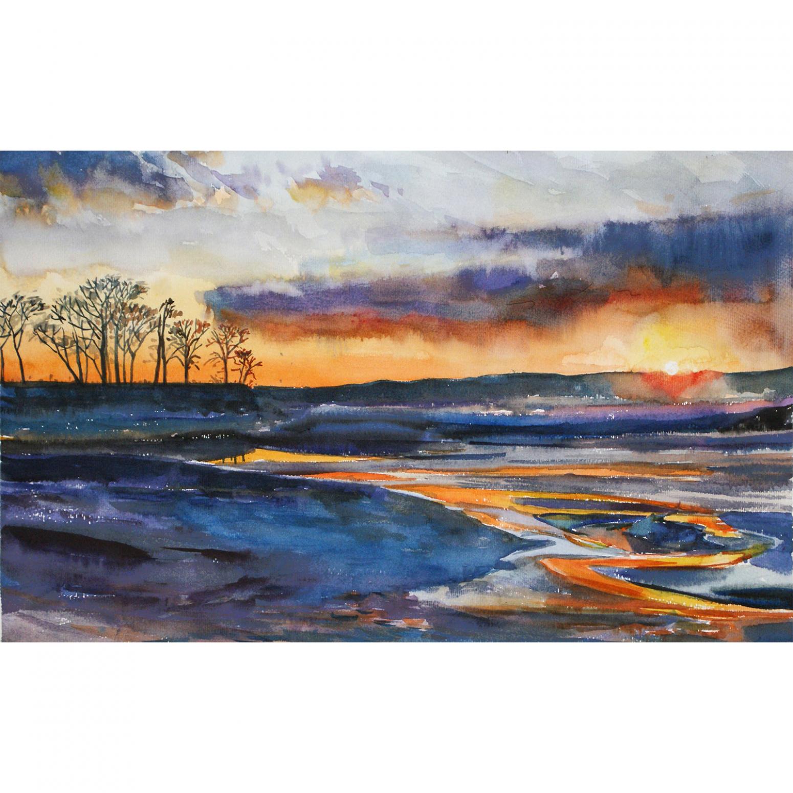 杨阳国画作品《【开河】作者杨阳》