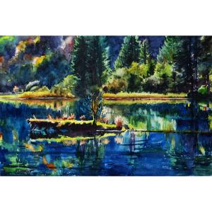 艺术品图片：艺术家杨阳国画作品名称《【九寨沟】作者杨阳》价格2400.00 元