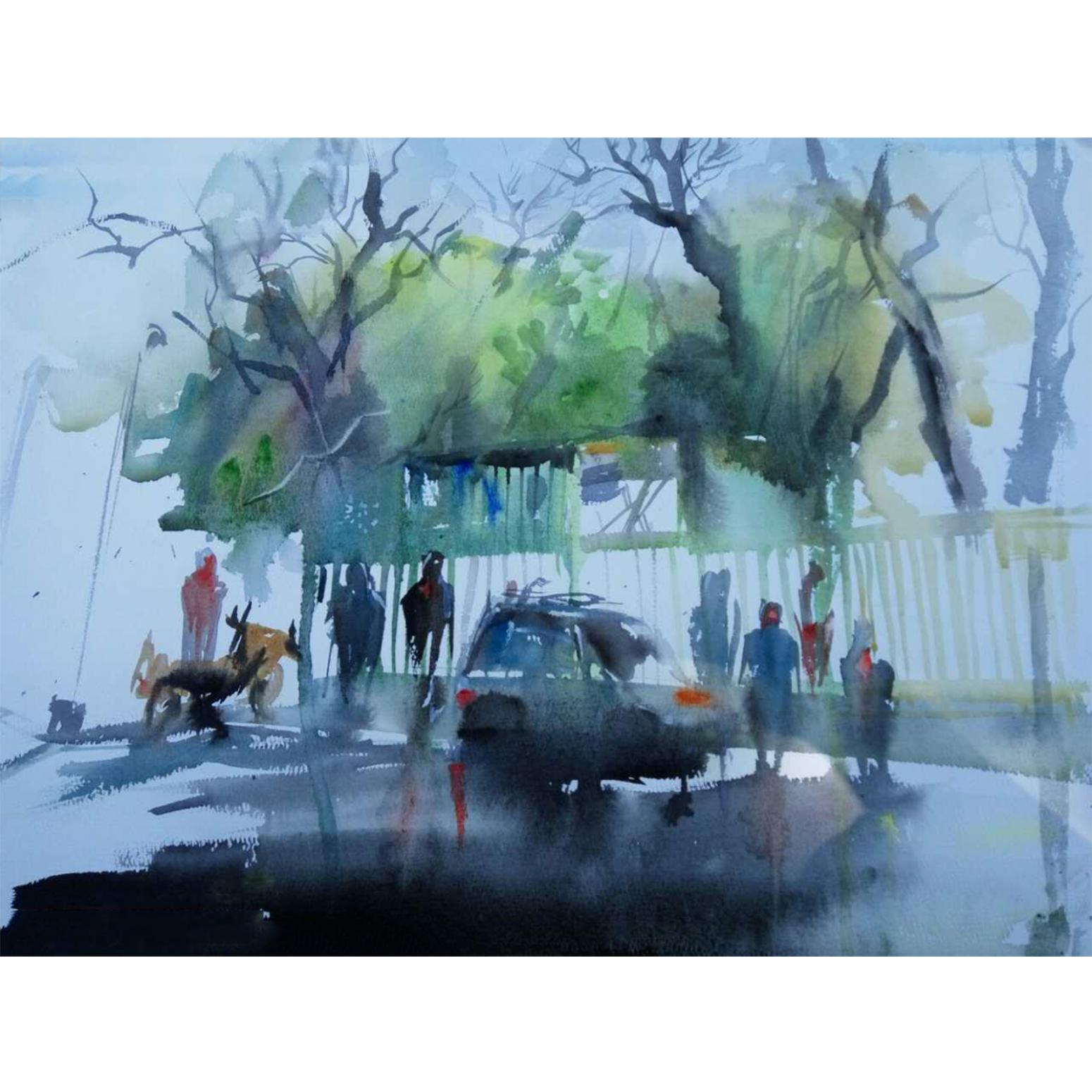 王涛油画作品《【街头】作者王涛》