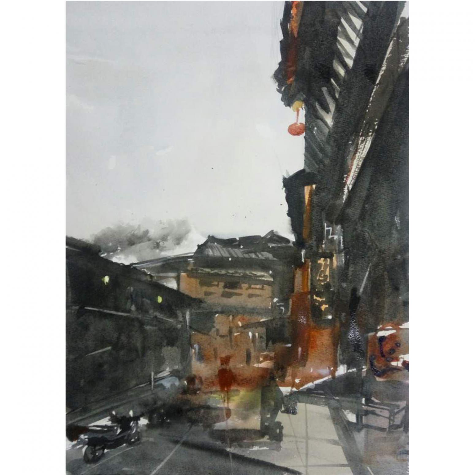 王涛油画作品《【老胡同】作者王涛》