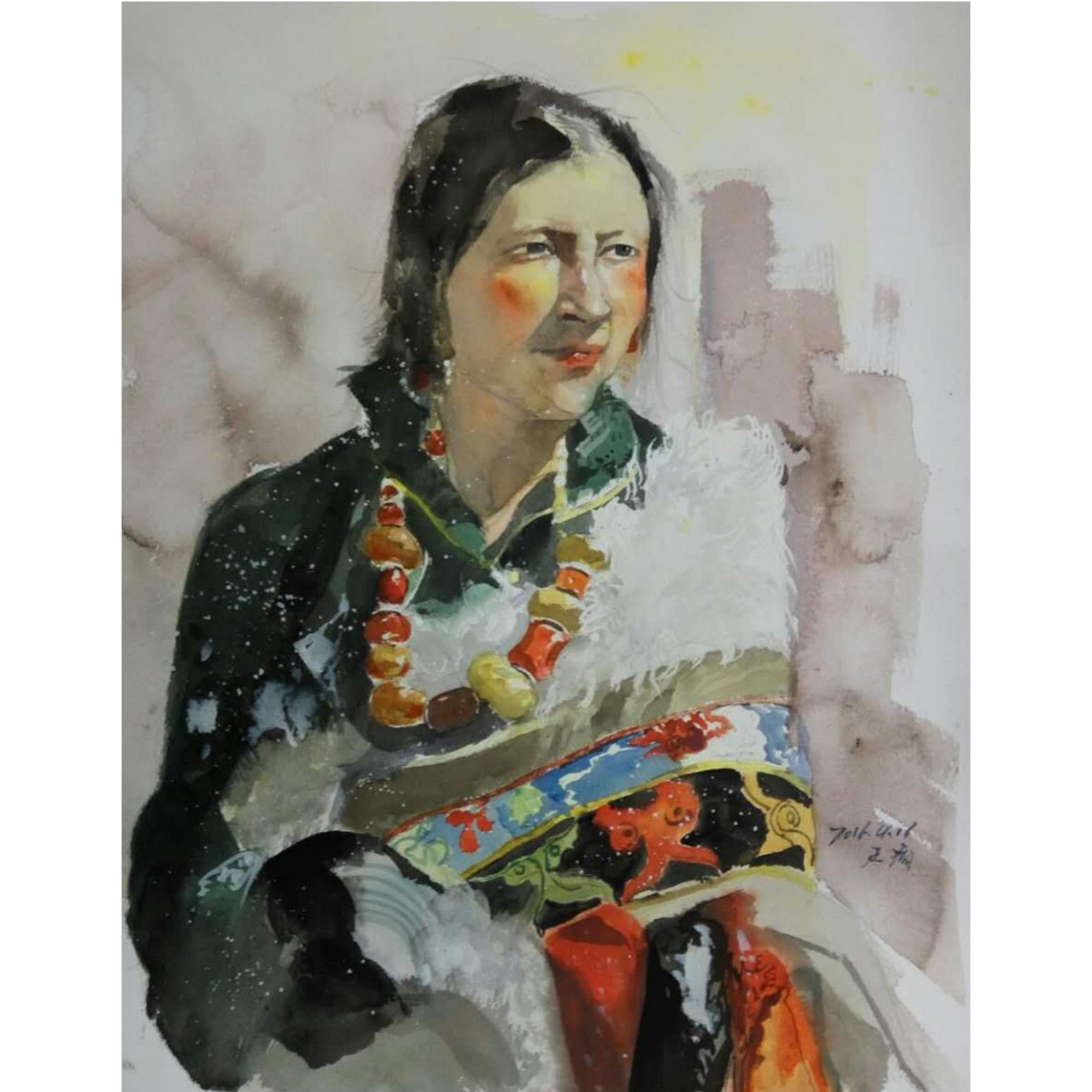 王涛油画作品《【藏族女人】作者王涛》