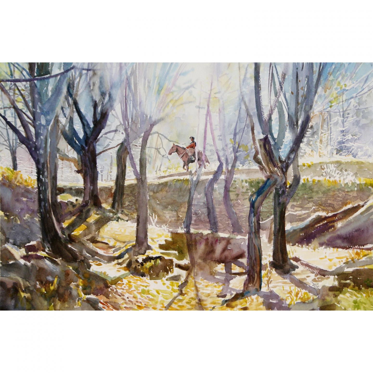 杨阳国画作品《【丹巴山景】作者杨阳》