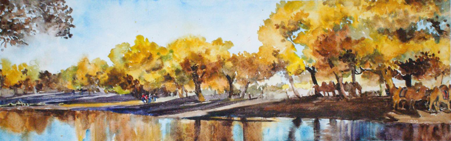 杨阳国画作品《【胡杨林】作者杨阳》【图0】