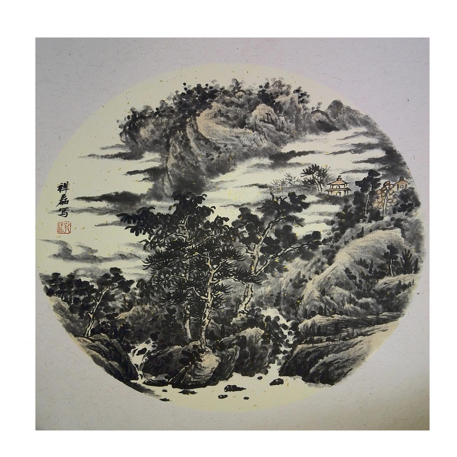 孔祥磊国画作品《【山水3】作者孔祥磊》