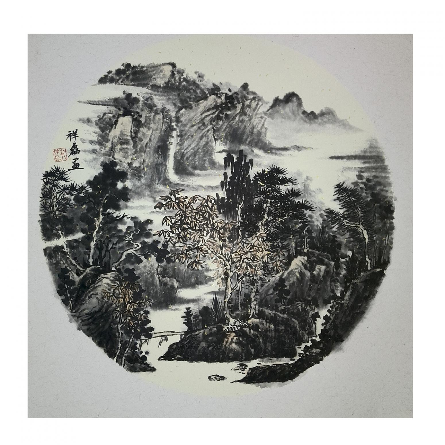 孔祥磊国画作品《【山水4】作者孔祥磊》