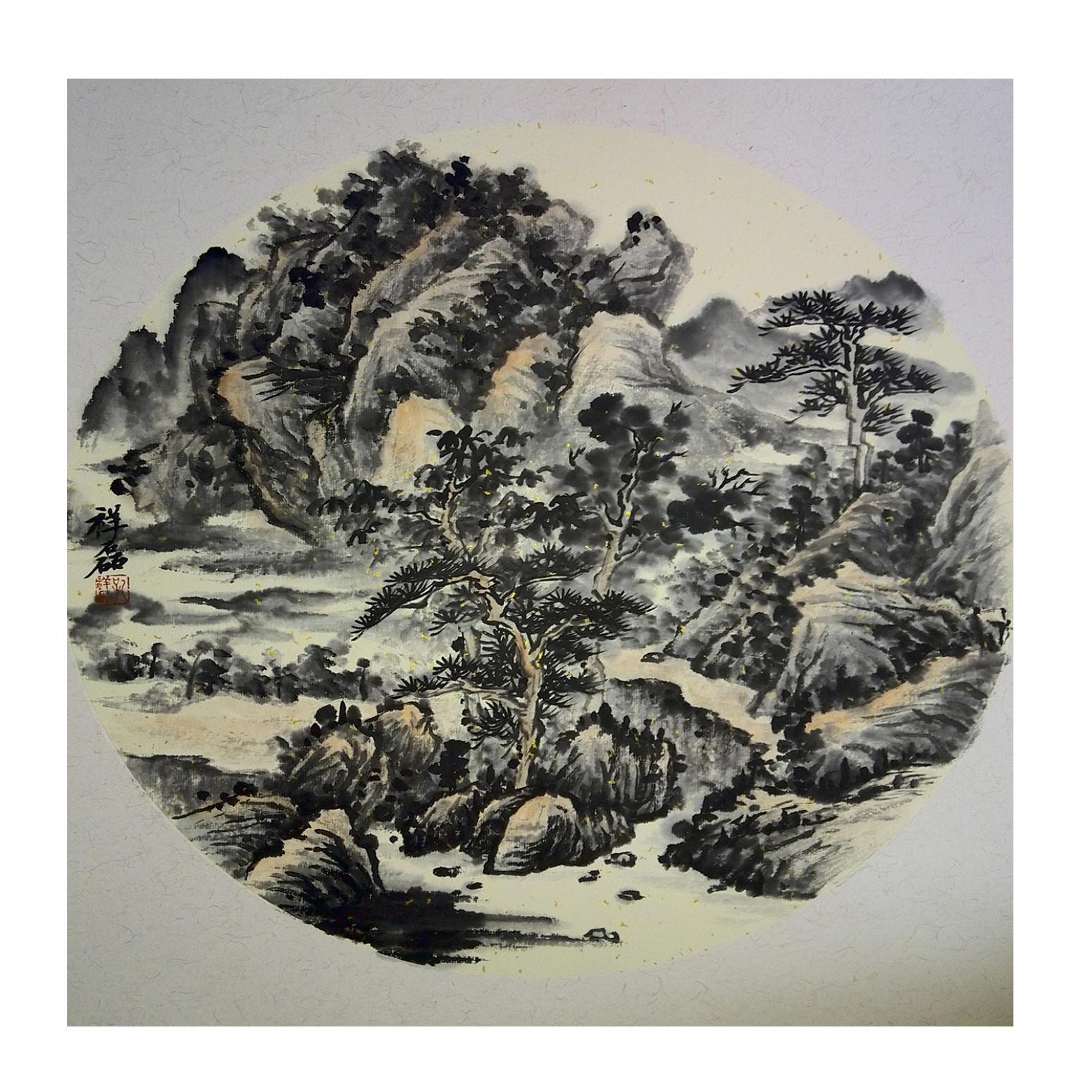 孔祥磊国画作品《【山水5】作者孔祥磊》