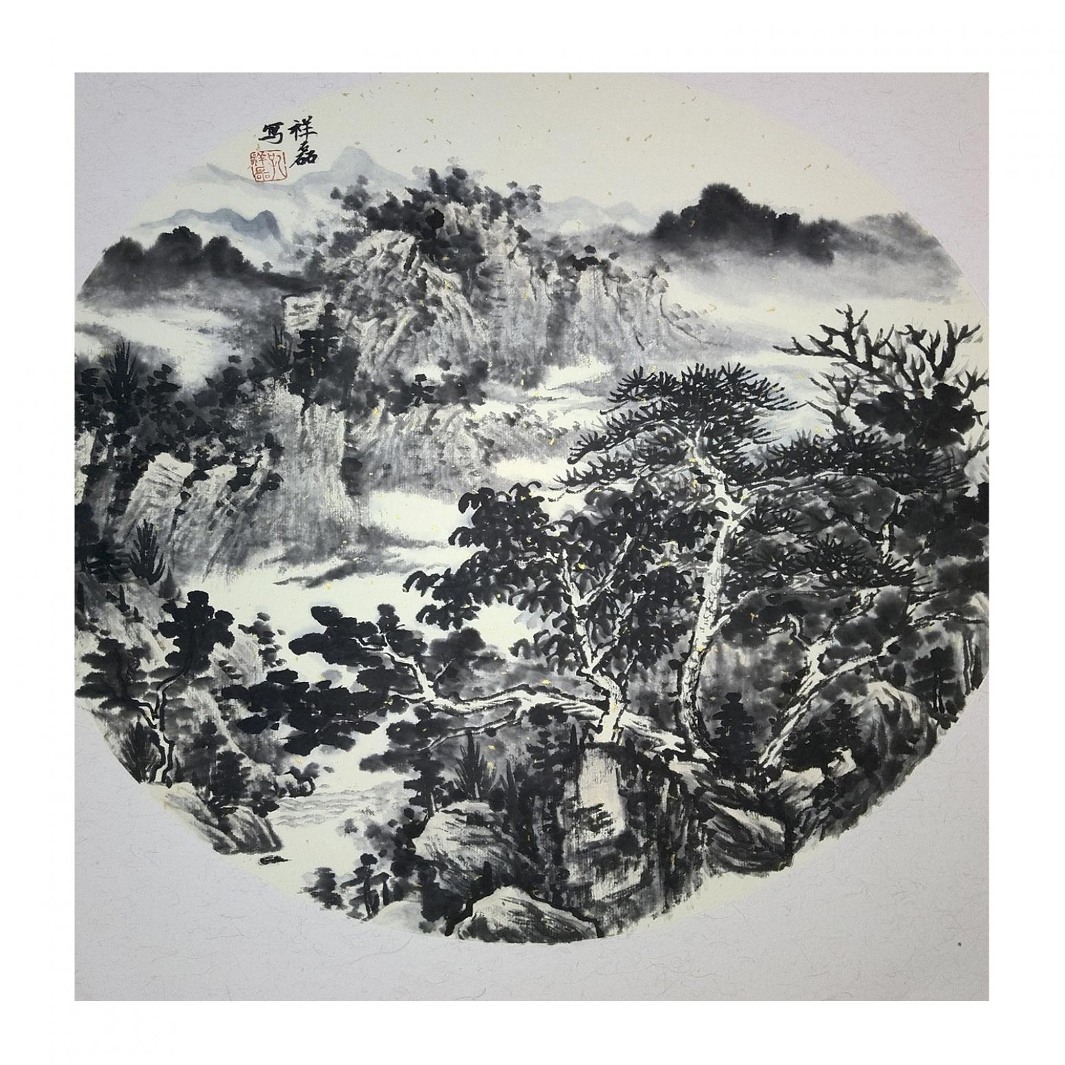 孔祥磊国画作品《【山水6】作者孔祥磊》