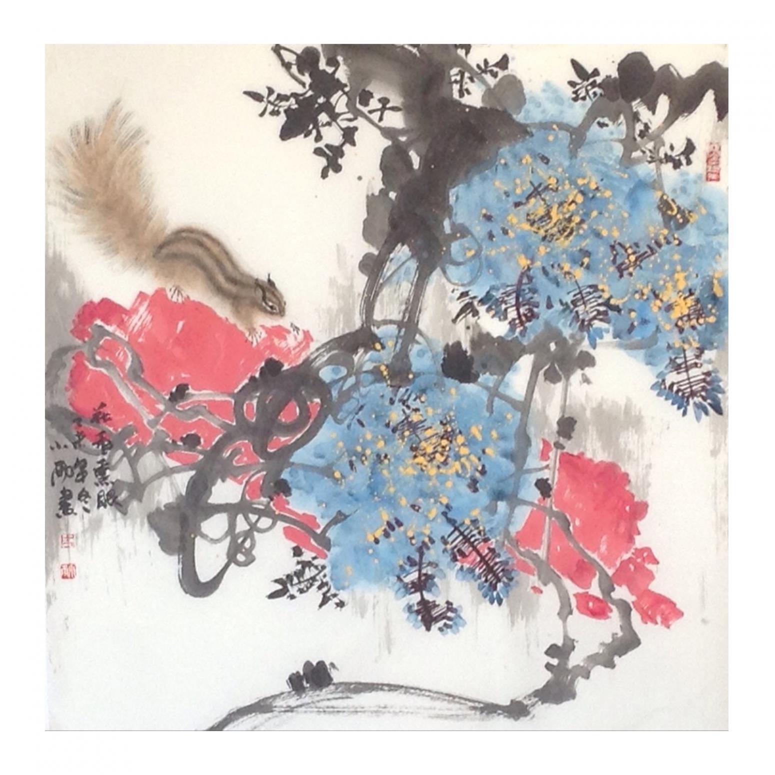 周小雨国画作品《【花雨】作者周小雨》