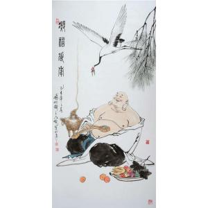 艺术品图片：艺术家窦世魁国画作品名称《人物画-凝佛延年》议价