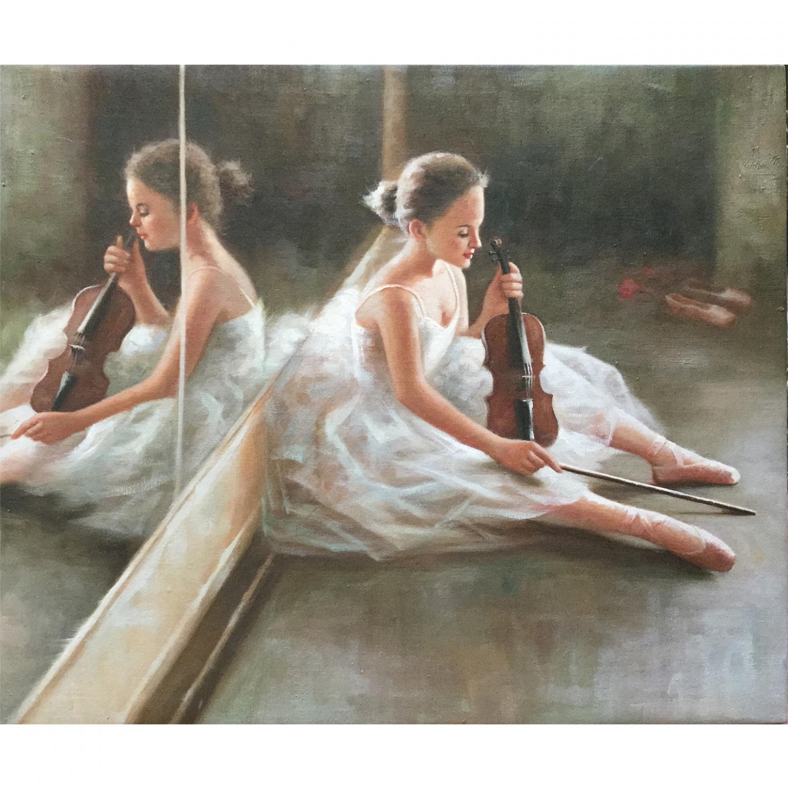 朱世想油画作品《【倒影】作者朱世想 临摹》