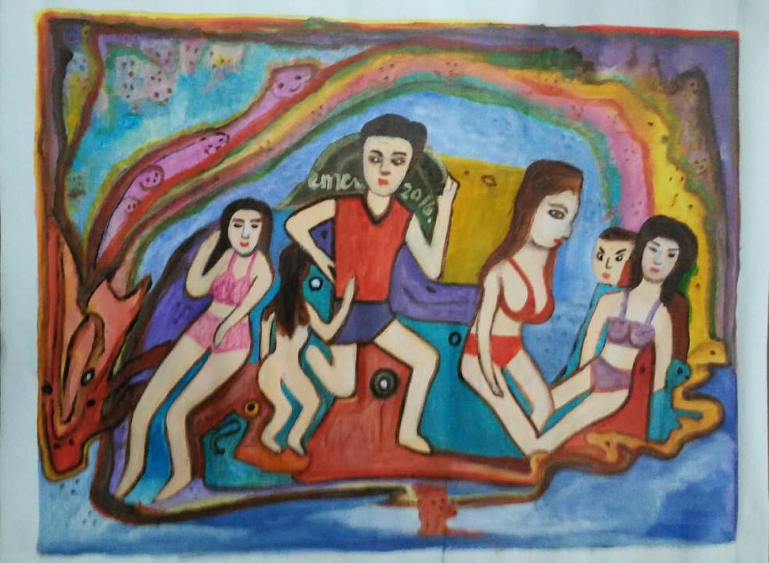 陈鸣婵油画作品《【乐也融融】作者陈鸣婵》【图0】