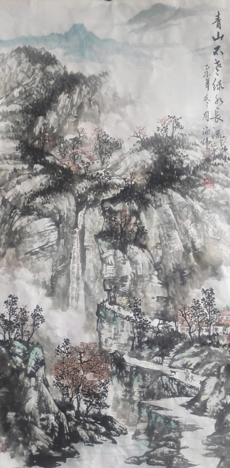 马海伟国画作品《【川流不息】作者马海伟》【图0】