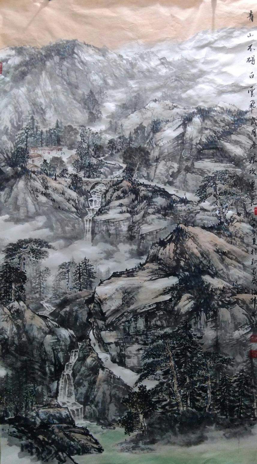 马海伟国画作品《【青山不转白云飞】作者马海伟》【图0】