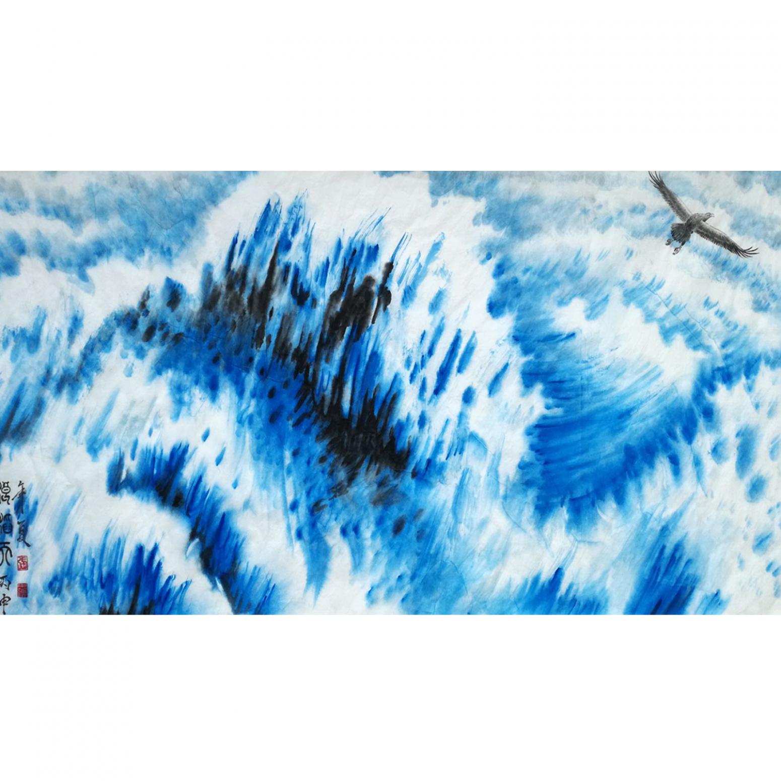 张忠顺国画作品《【海浪3】作者张忠顺》