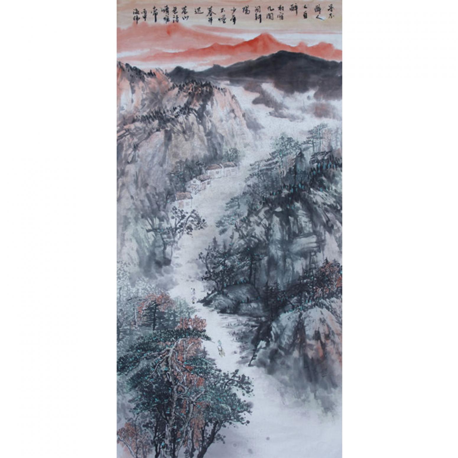 马海伟国画作品《【乡间小路】作者马海伟》