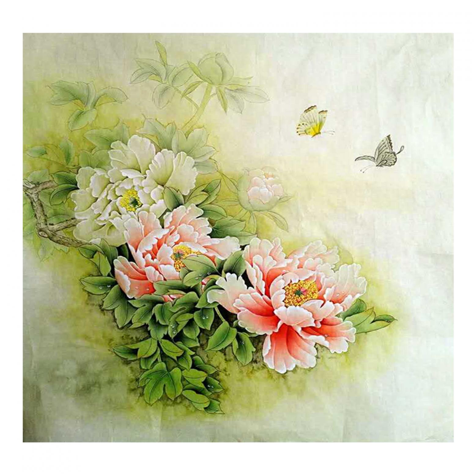 胡记领国画作品《【花开蝴蝶自来】作者胡记领》