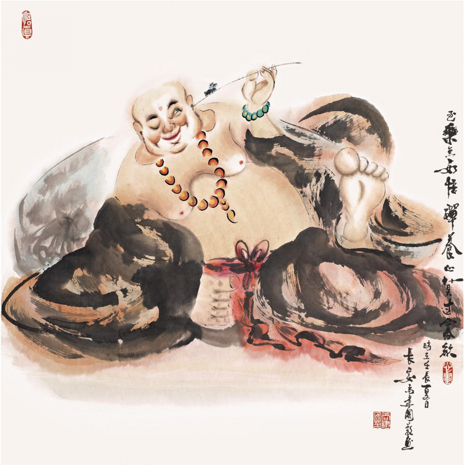 尚建国国画作品《【大自在弥勒佛3】作者尚建国》