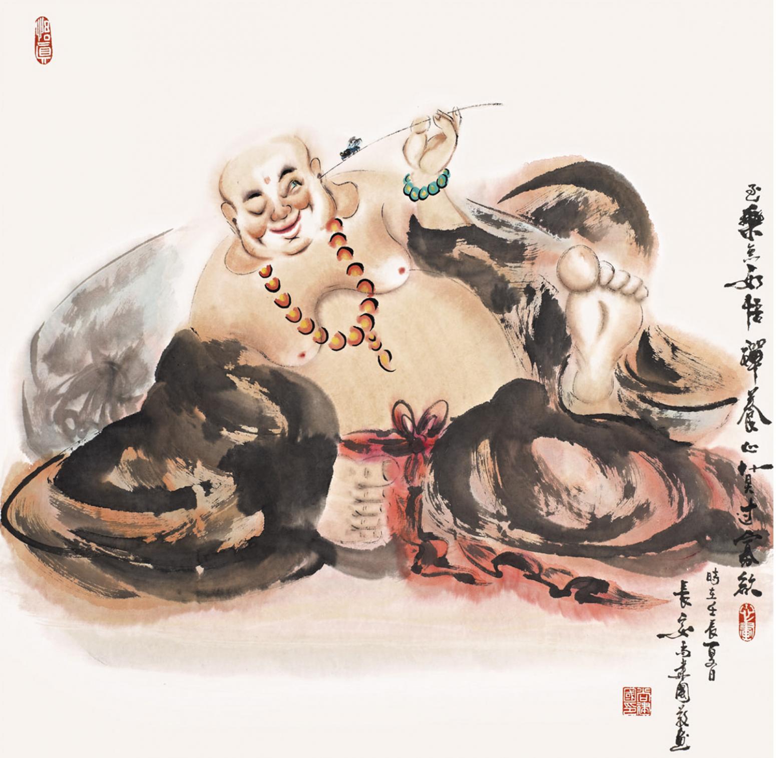 尚建国国画作品《【大自在弥勒佛3】作者尚建国》【图0】