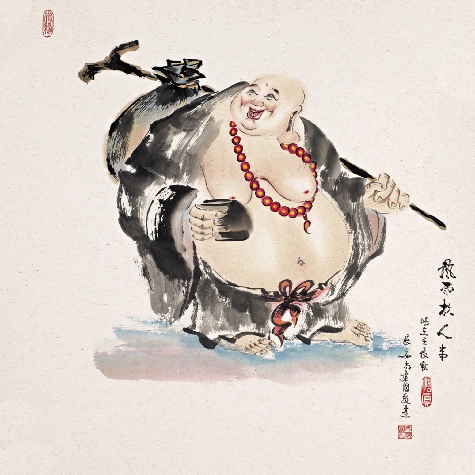 尚建国国画作品《【大自在弥勒佛7】作者尚建国》