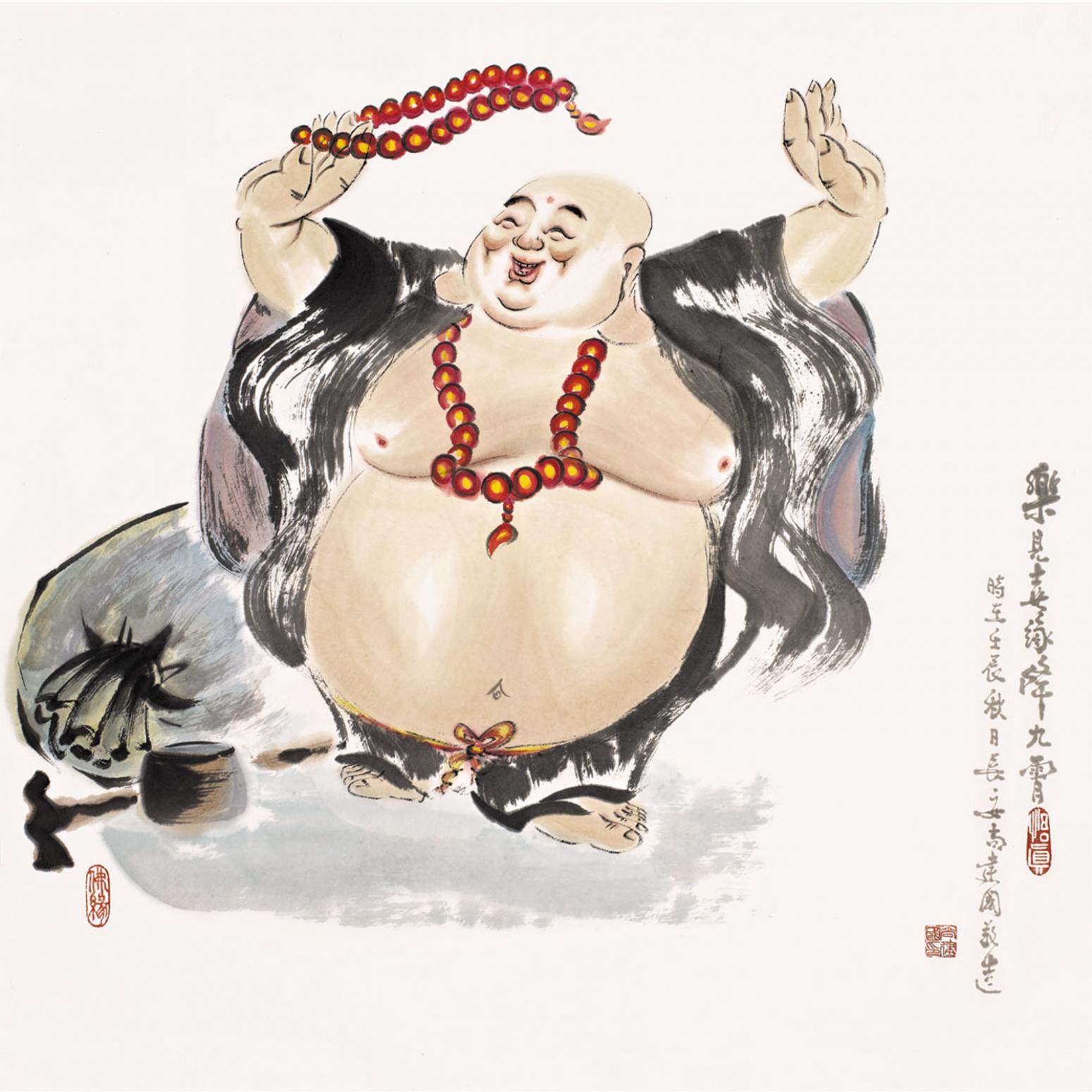 尚建国国画作品《【大自在弥勒佛8】作者尚建国》