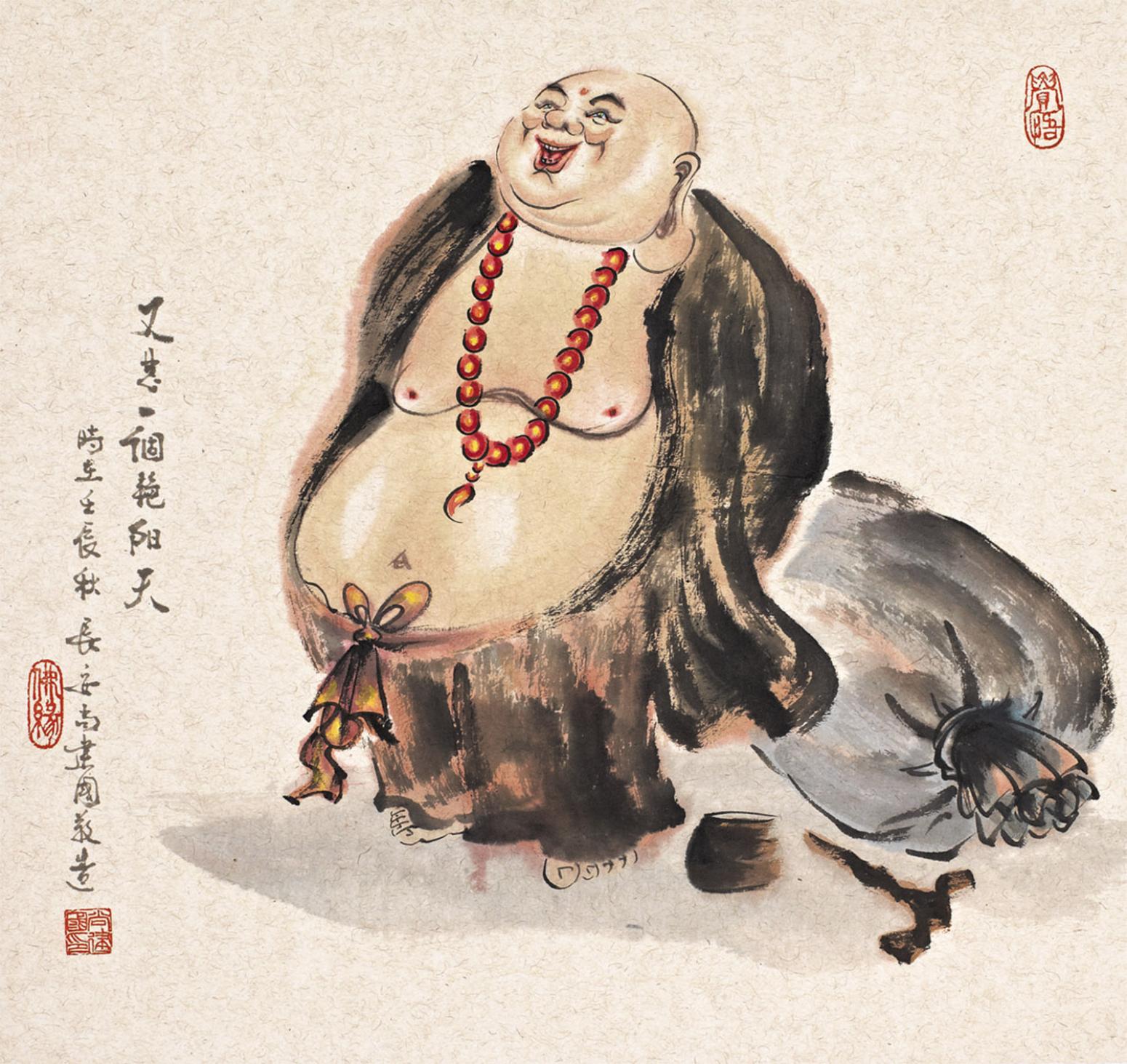 尚建国国画作品《【大自在弥勒佛9】作者尚建国》【图0】