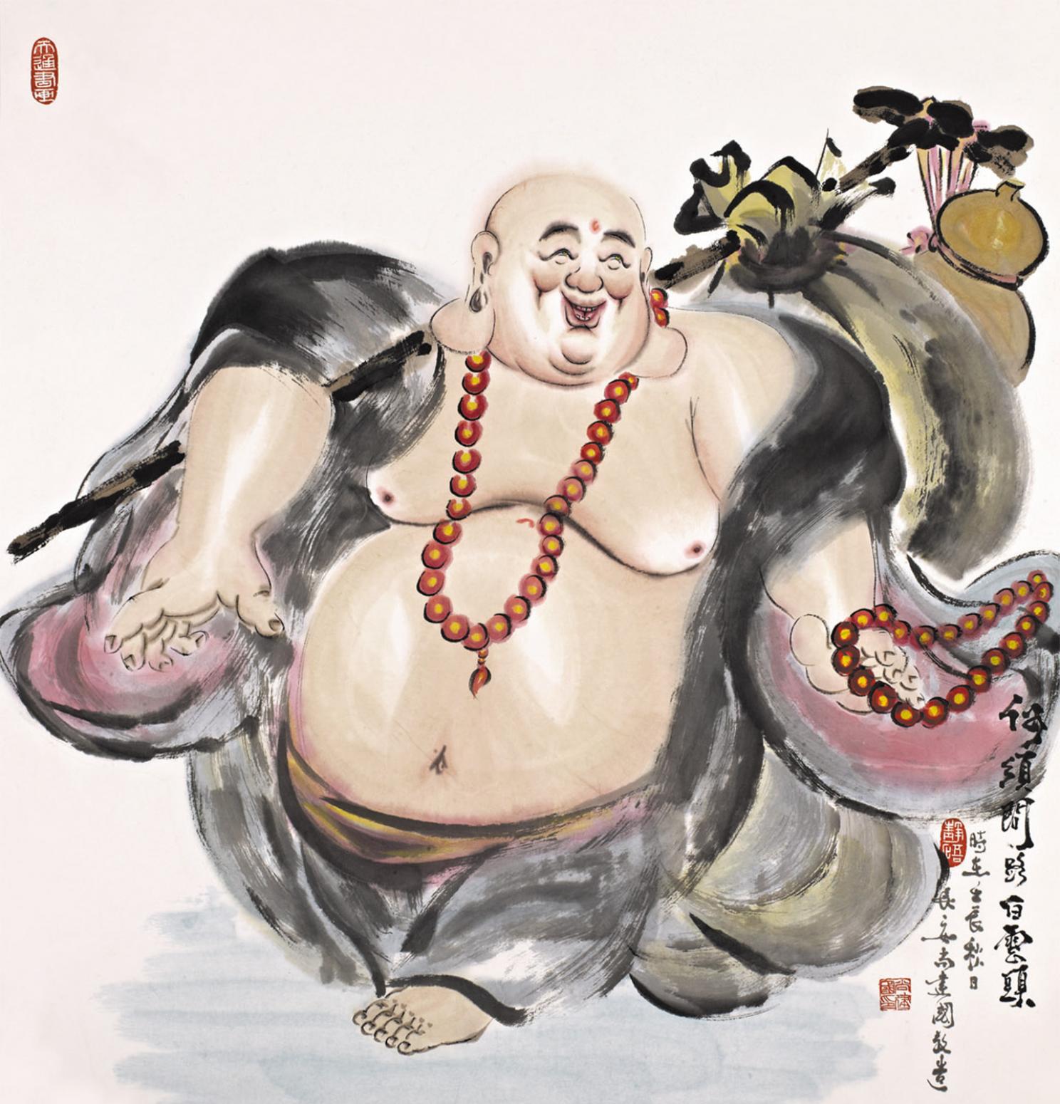 尚建国国画作品《【大自在弥勒佛10】作者尚建国》【图0】