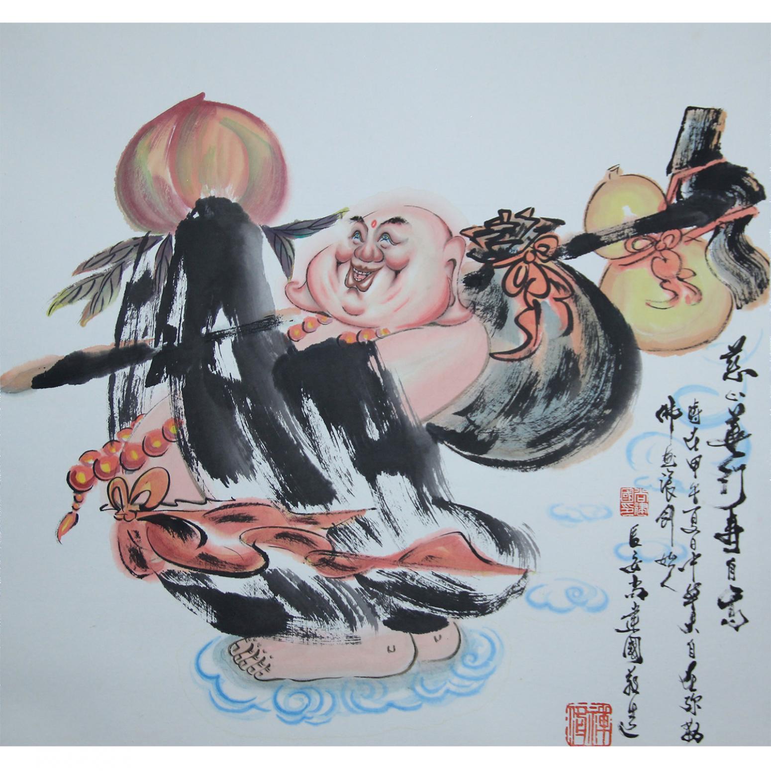 尚建国国画作品《【大自在弥勒佛15】作者尚建国》