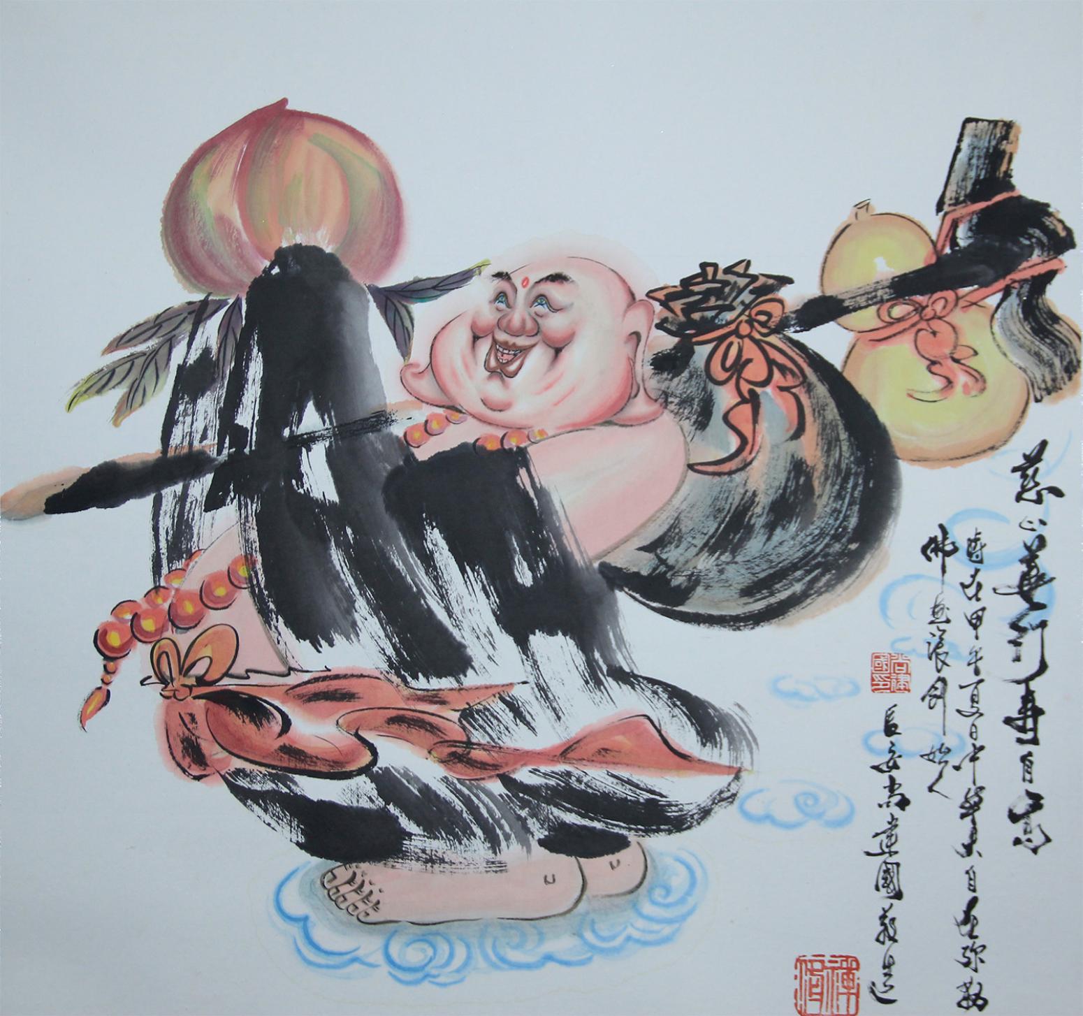 尚建国国画作品《【大自在弥勒佛15】作者尚建国》【图0】