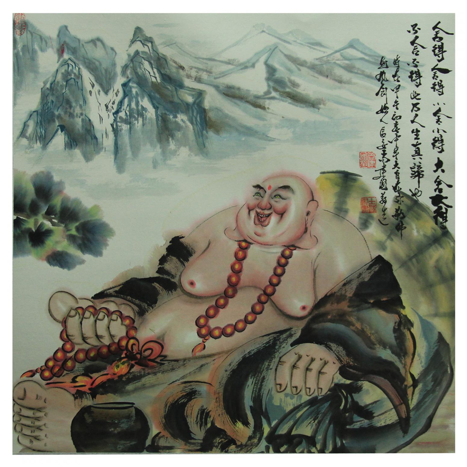尚建国国画作品《【大自在弥勒佛21】作者尚建国》