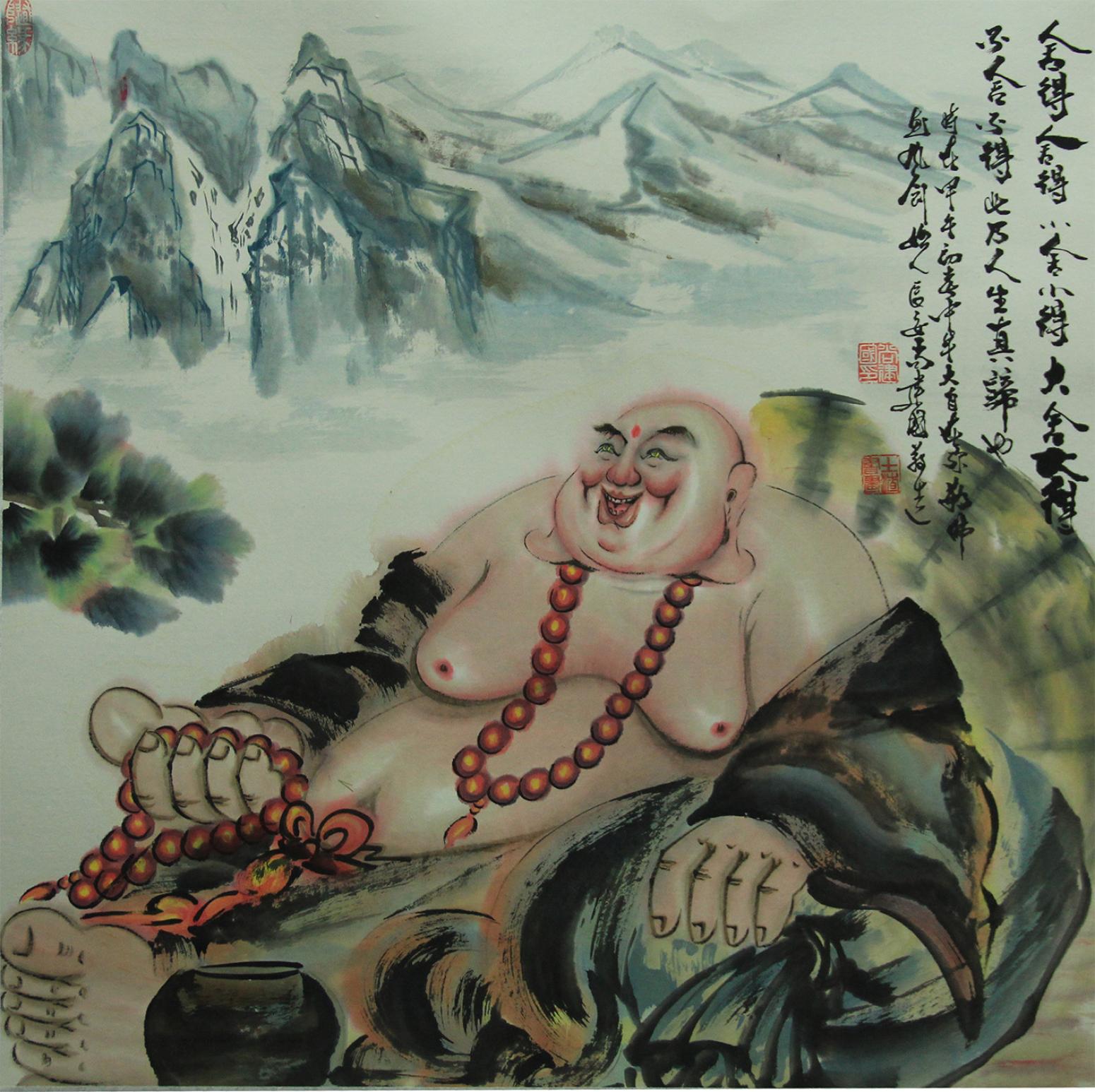 尚建国国画作品《【大自在弥勒佛21】作者尚建国》【图0】