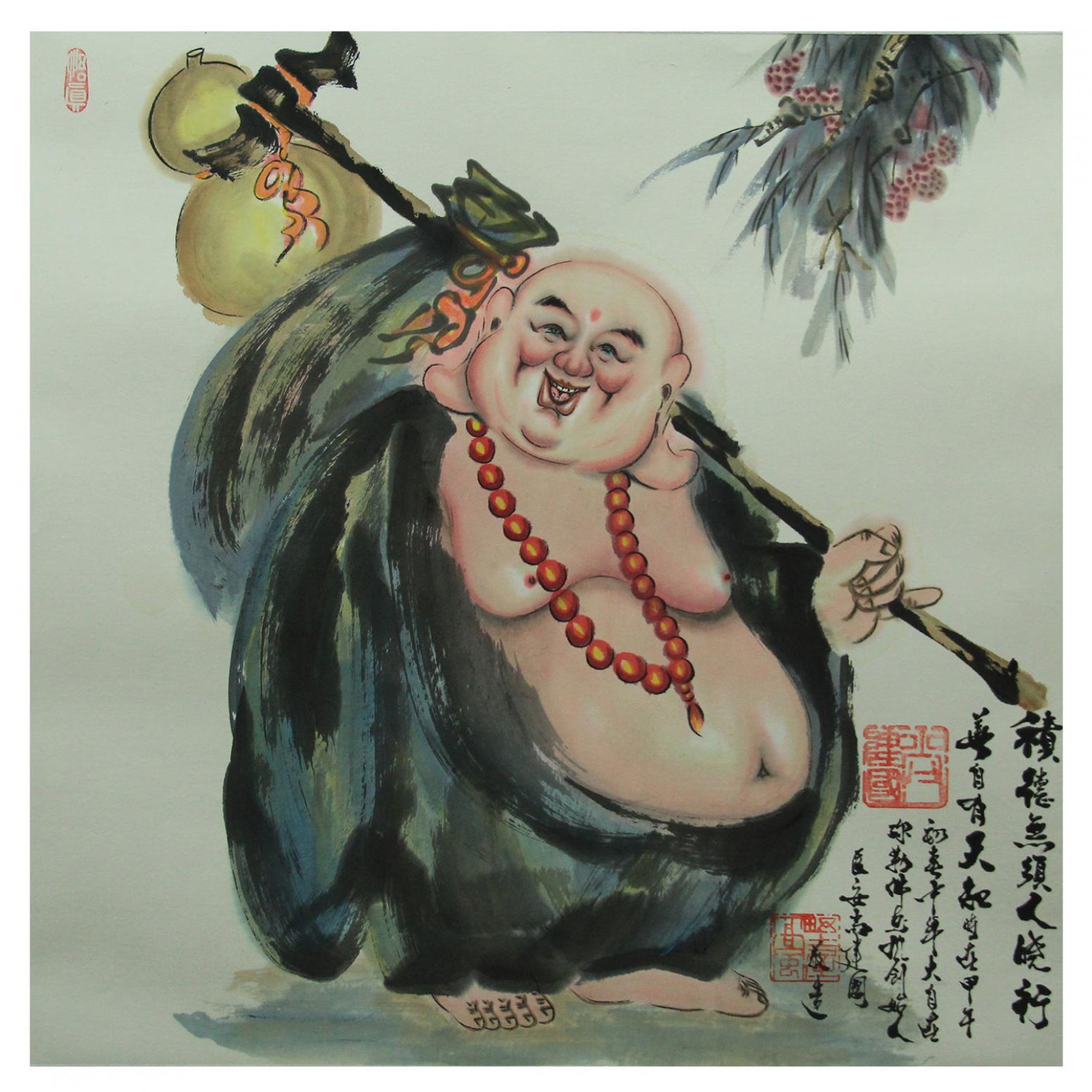 尚建国国画作品《【大自在弥勒佛22】作者尚建国》