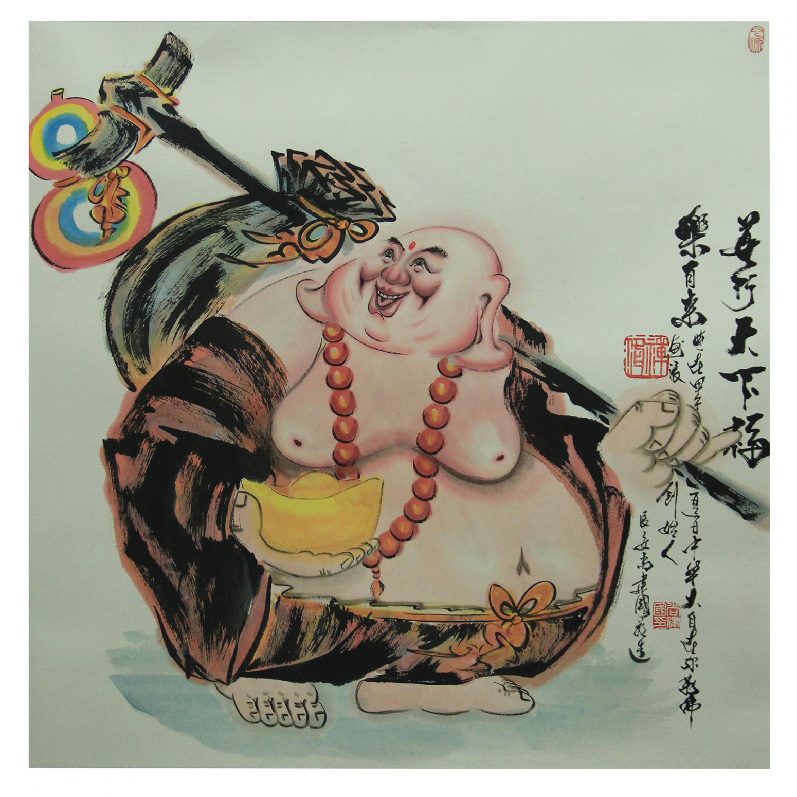 尚建国国画作品《【大自在弥勒佛23】作者尚建国》