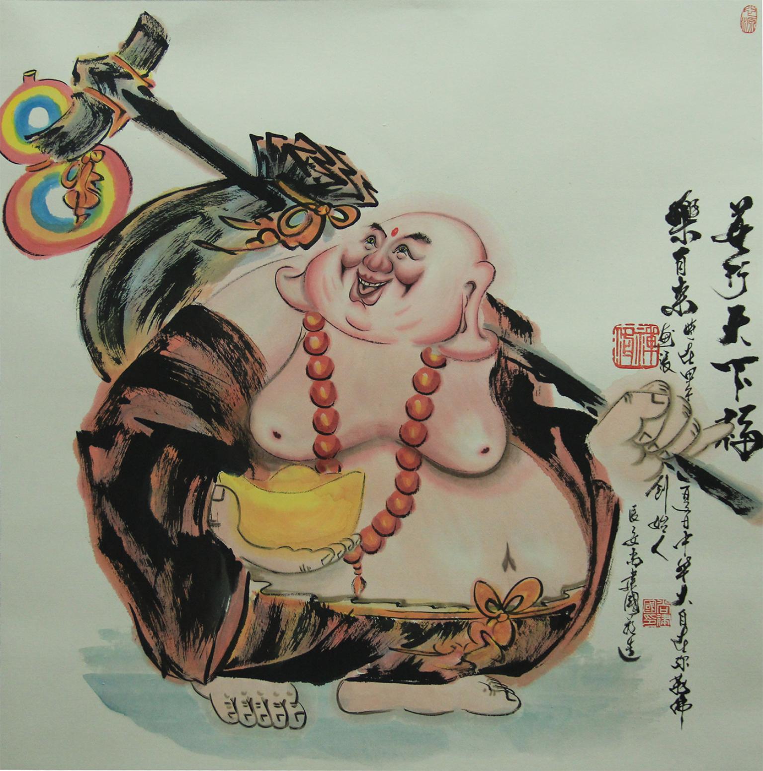 尚建国国画作品《【大自在弥勒佛23】作者尚建国》【图0】