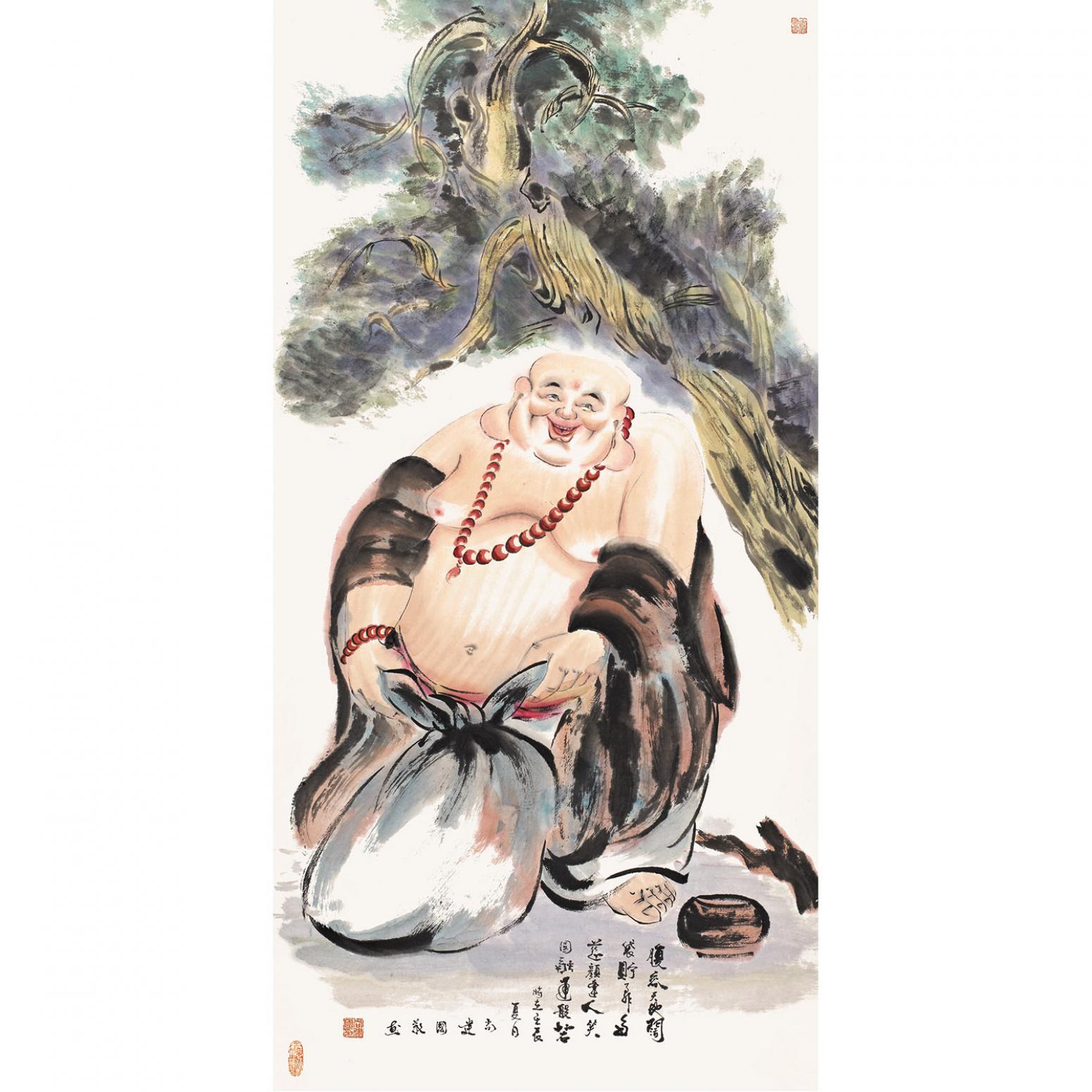 尚建国国画作品《【大自在弥勒佛27】作者尚建国》