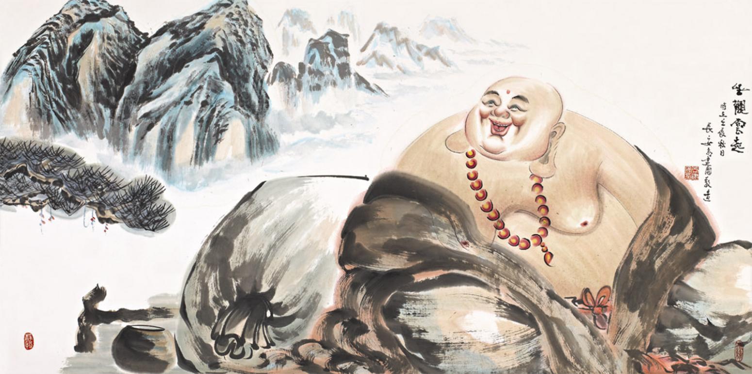 尚建国国画作品《【大自在弥勒佛28】作者尚建国》【图0】