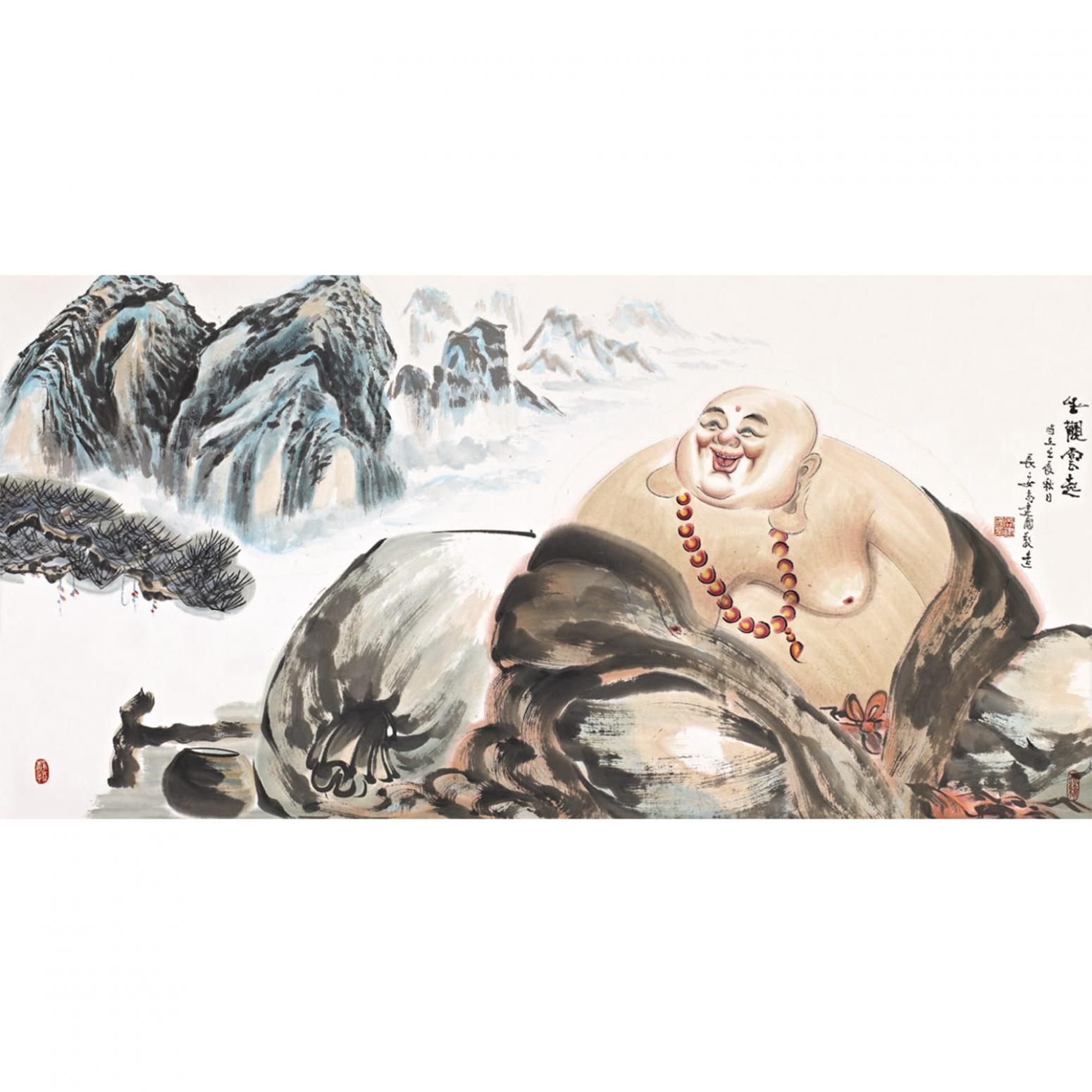 尚建国国画作品《【大自在弥勒佛28】作者尚建国》