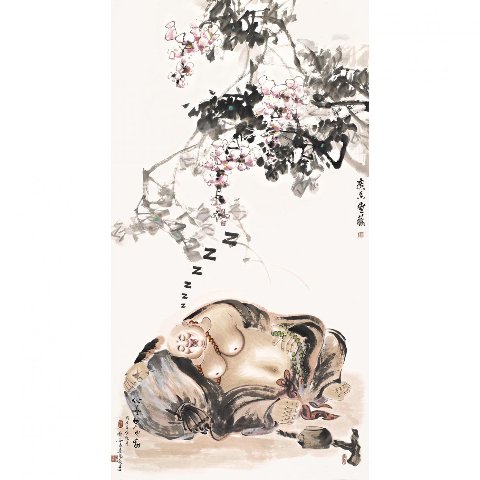 尚建国国画作品《【大自在弥勒佛31】作者尚建国》