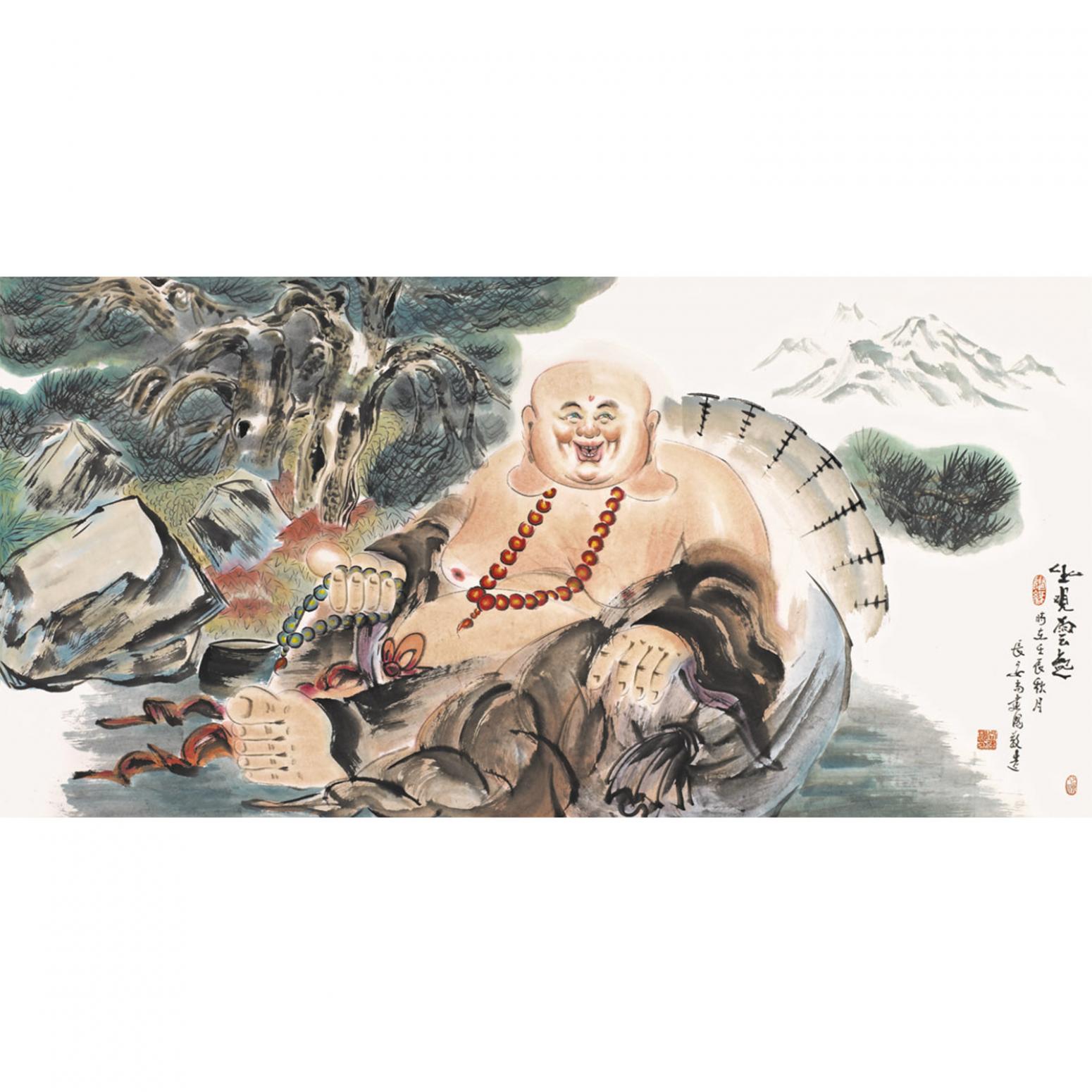 尚建国国画作品《【大自在弥勒佛34】作者尚建国》